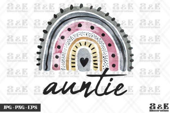 Boho Rainbow Auntie Graphics for T-Shirt Designs and Branding