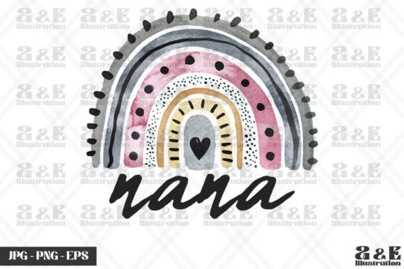 Boho Rainbow Nana Graphics for Grandma T-Shirt Designs