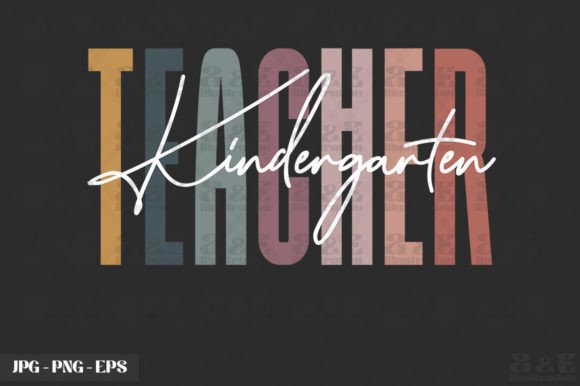 Cute Kindergarten Teacher Rainbow Text Graphics for T-Shirt Designs