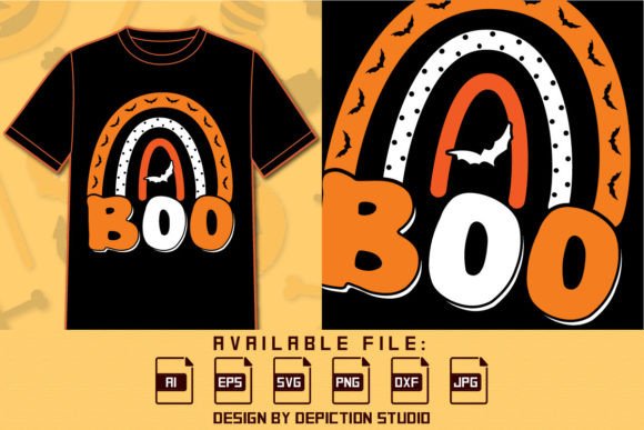 Happy Halloween Rainbow Boo SVG Review for Graphics & T-Shirt Designs