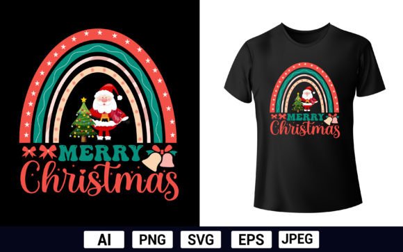 Merry Christmas Rainbow Graphics for T-Shirt Designs