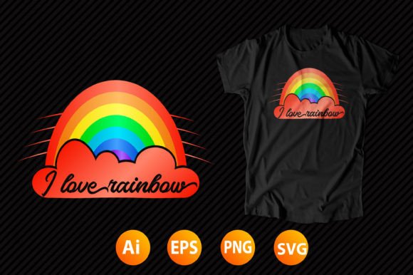 Rainbow T-shirt Design 15: A Graphics Asset for Joyful Merchandise