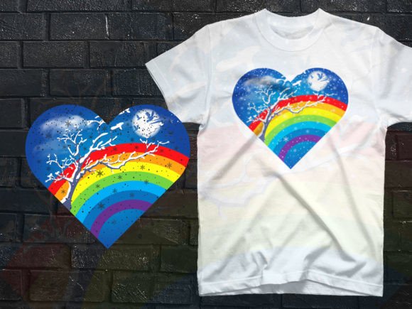 Rainbow Winter T-shirt Design: A Flexible Print-on-Demand Graphic