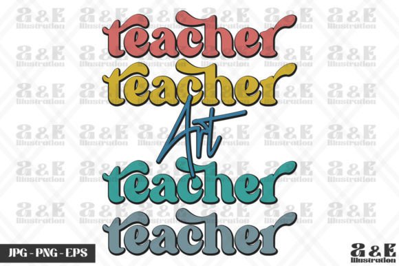 Retro Art Teacher Rainbow Colors Embroidery Design