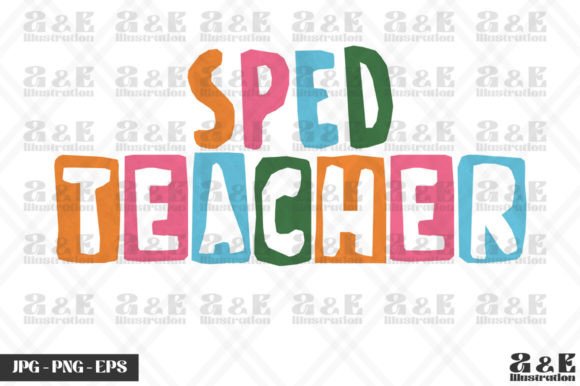 Sped Teacher Rainbow Text for Brand Graphics and T-Shirt Designs